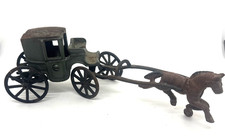 ANTIQUE CAST IRON HORSE DRAWN CARRIAGE BUGGY TOY 9.5" - READ Descriiption