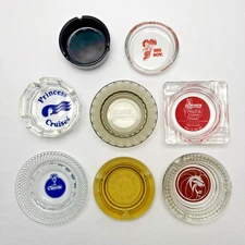 Lot of 8 vintage Glass Ashtrays Vegas, Casino, Hotel, Cruise Line, Restaurant