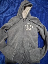 Abercrombie  Fitch Womens Faux Fur Lined Gray Hoodie Sweatshirt Size Small