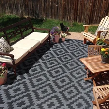 SAND MINE Waterproof Outdoor Rug 5x8 ft, Plastic Reversible Rug, Modern Area ...