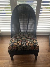 Lloyd Loom Vintage Chair. Black Satin Paint And William Morris Pattern Fabric