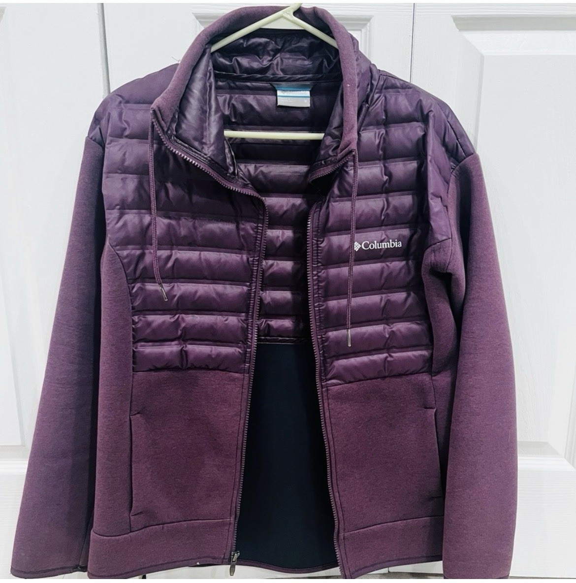 Columbia Women's Purple Quilted Full Zip Mid-Length Jacket Size M