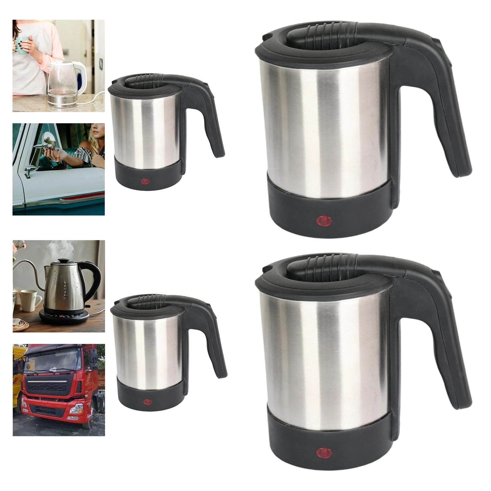 Car Electric Travel Kettle Warmer Fast Boil 1000 ml Capacity Portable Hot Water