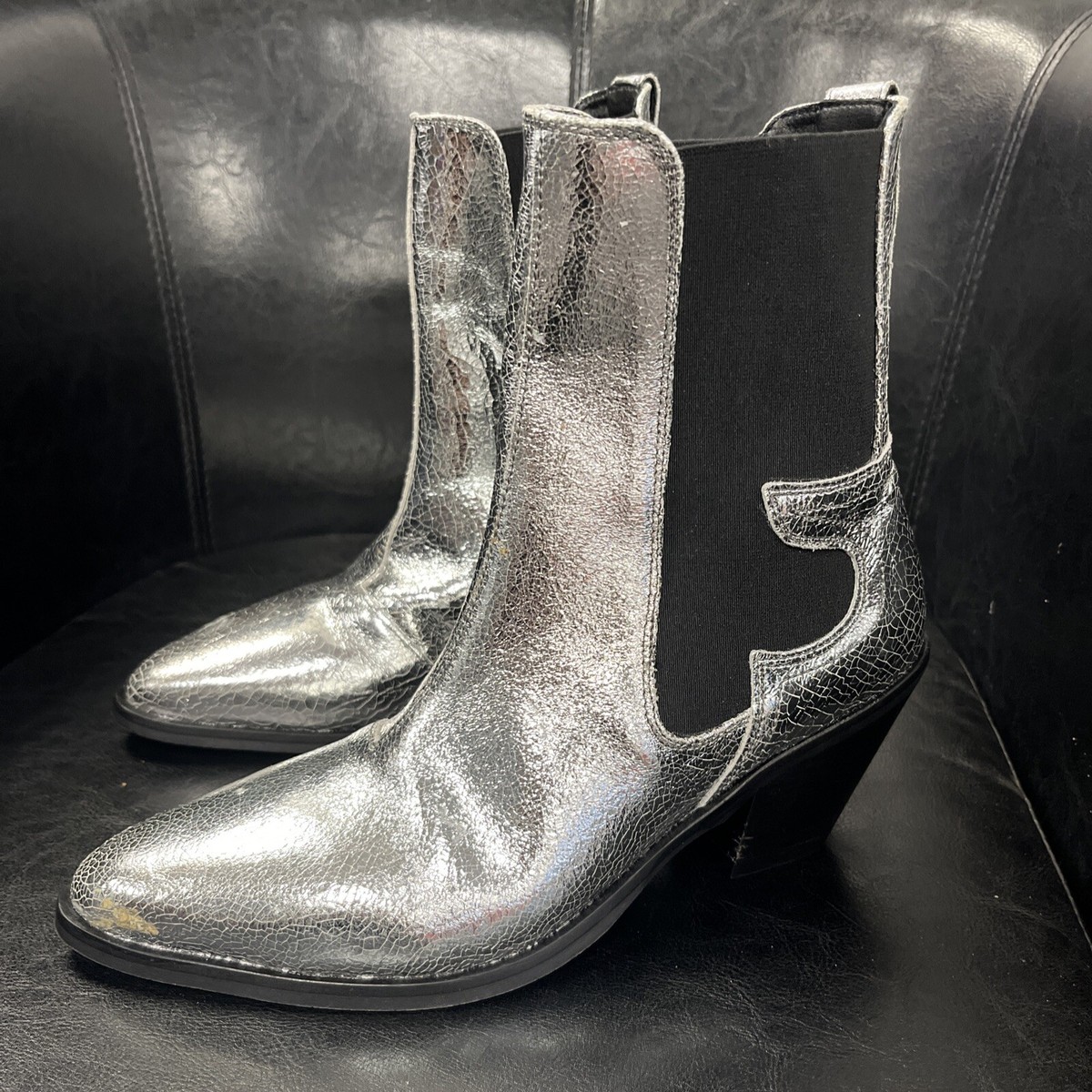 Cuban Heel All Saints Sara Boots AllSaints Sara Boot Size Silver