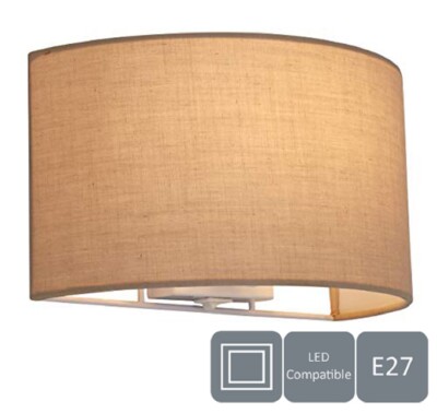 Harper Living Wandleuchte mit Schalter, taupe Farbe, Halbkreisschirm, 1xE27