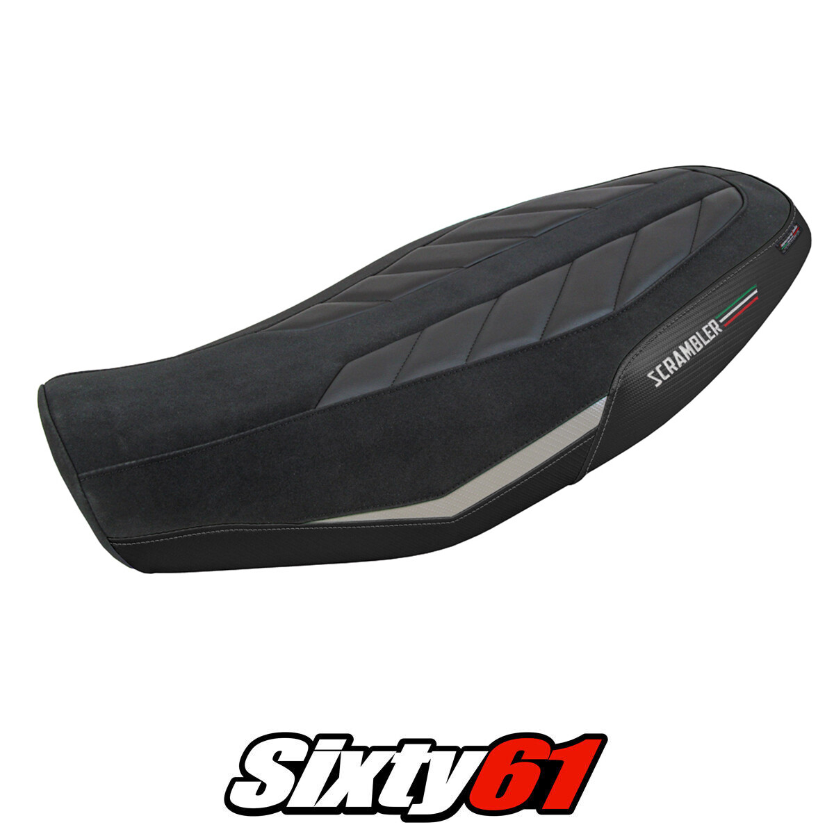 Ducati Scrambler 800 2023-2025 Seat Cover Tappezzeria Velvet Look Silver Black