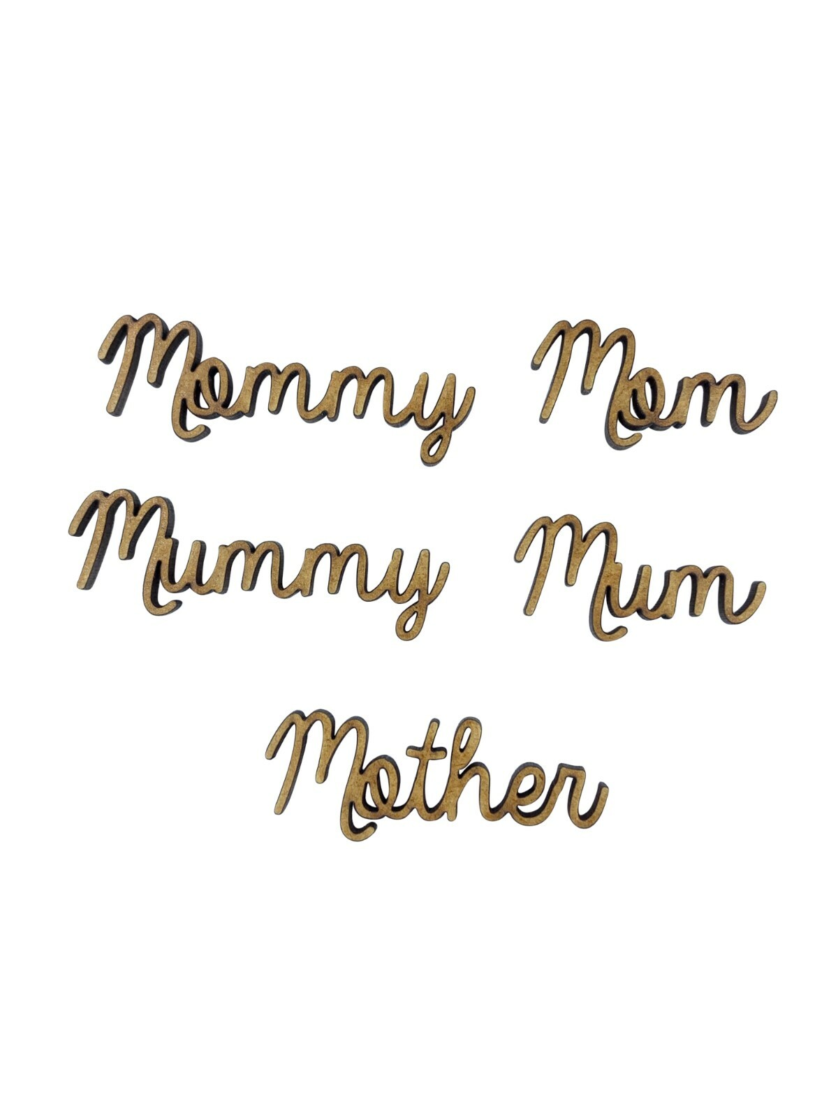 10x Mom Mum Mother Words 5cm Wood Craft Embelishments Laser Cut Shape MDF