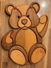Unikat TEDDYBÄR aus Holz Intarsien handgefertigt Keith Chapman Canim Lake Canada