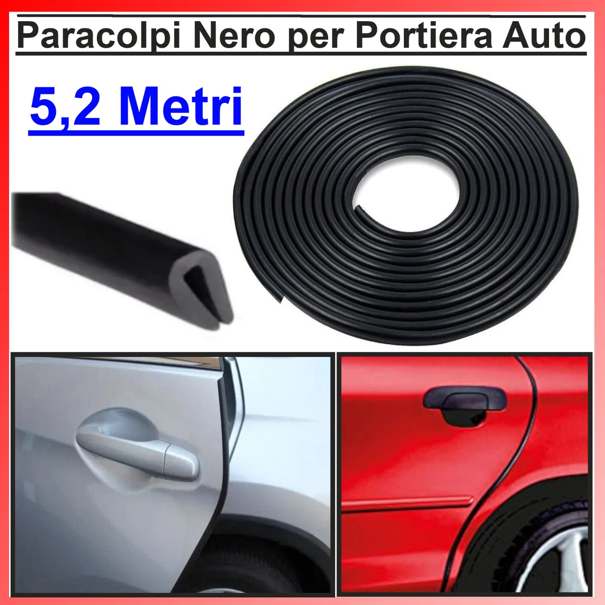 Nastro paracolpi per profilo portiera auto cromato Misura - 10mm x 3 Metri