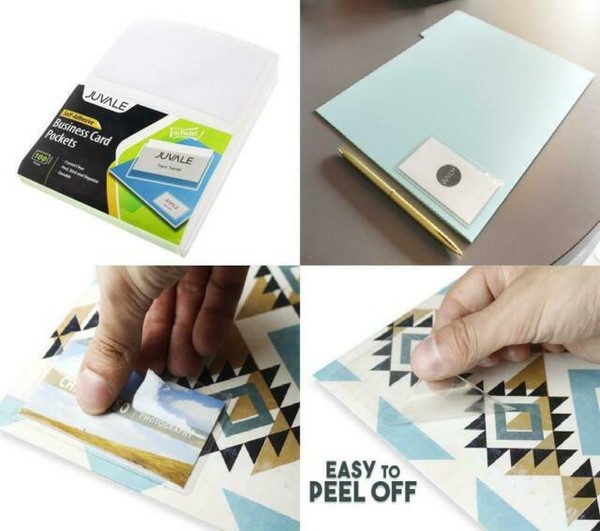 Juvale Business Card Plastic Sleeves Self Adhesive Poly Pockets Peel