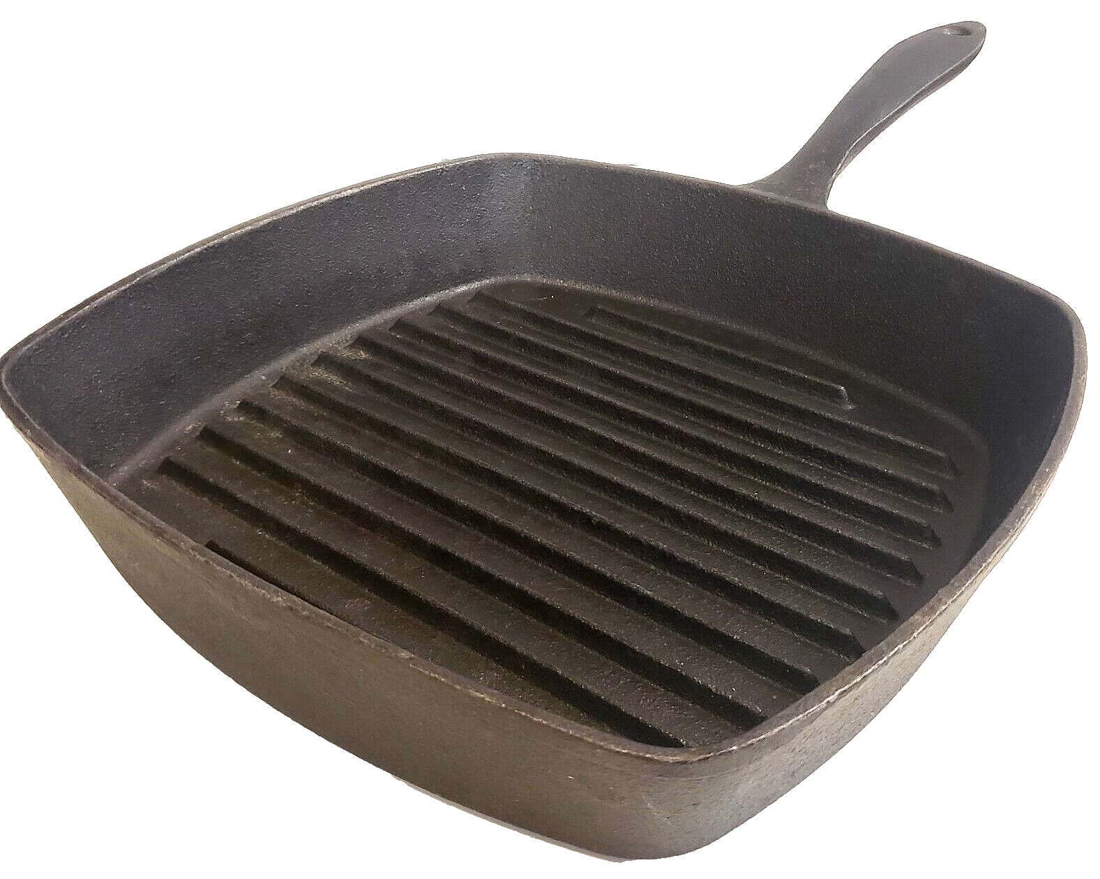 LENOX Cast Iron 10" Wide GRILL SKILLET Scored FRYING PAN Frypan COOKWARE Grillet