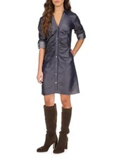 $165 Michael Kors Womens Rinse Ruched Mini Shirt Dress, Indigo, OX