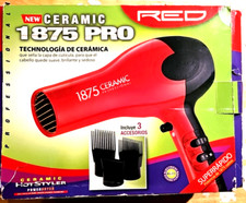 KISS Tourmaline Red Ceramic Hair Dryer 3 Styling Attachments