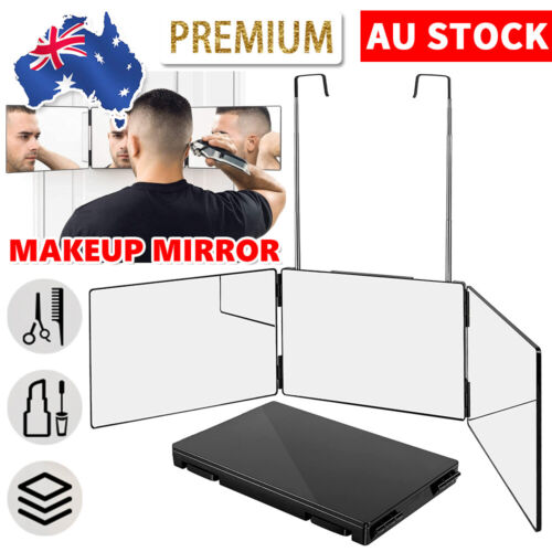 3 Way Tri-fold Makeup Mirror Hair Cutting Haircut Styling Beauty Hanging Tool AU - Picture 1 of 12