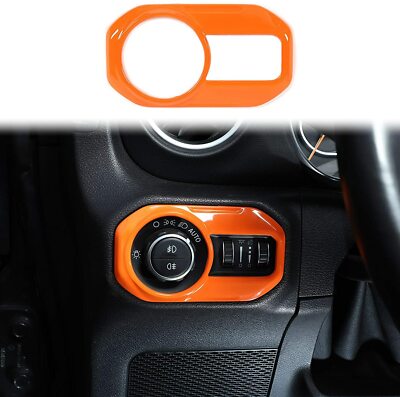Orange Headlight Switch Frame Trim Decor Cover for Jeep Wrangler JL 2018+/JT 20+