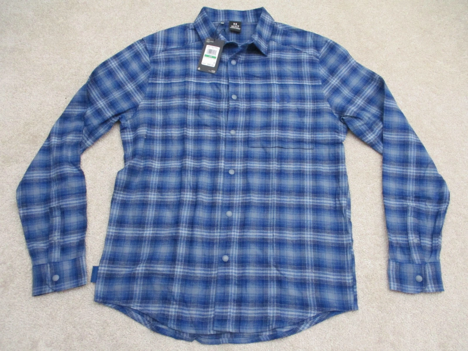 Under Armour Men's Large UA Tradesman Flex Flannel Blue Plaid 1372600 426