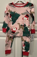 Baby Girl CARTER'S SANTA 2-Piece Snug Fitting Pajama Set Size 18 Months NWT