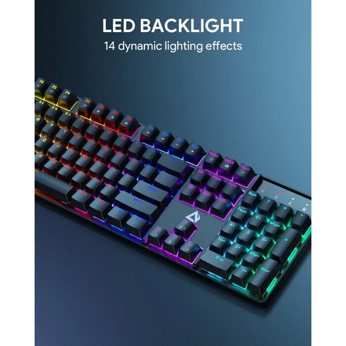 AUKEY KMG16 Mechanical GAMING Keyboard Blue Switches 104key 6-color  backlight