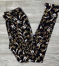 NEW Vintage Lularoe Black OS Leggings Duck and Ducklings Birds One Size