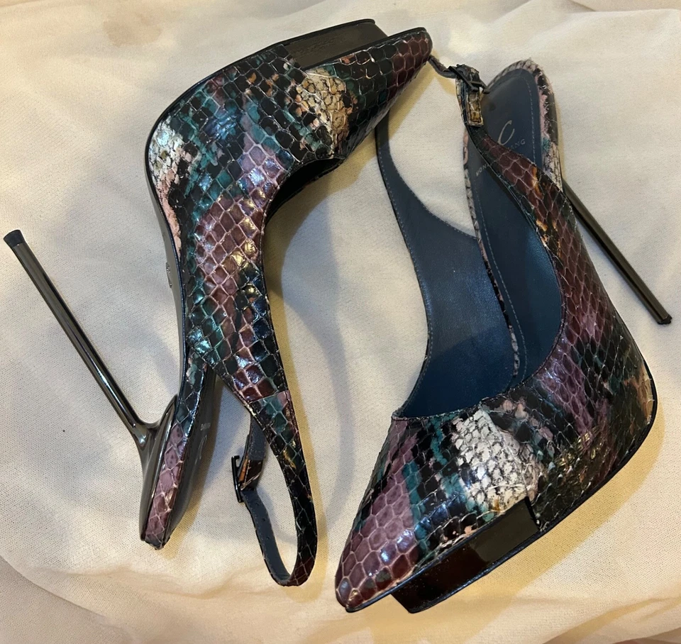 Zapatos de tacón alto con plataforma estampado de pitón con cordones MONIKA CHIANG para mujer talla 6 LEER Foto 2 de 4