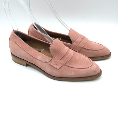 Everlane Shoes The Modern Loafer Leather Slip On Stacked Heel Pink Suede  Size