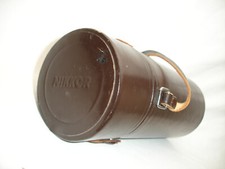 NIKON LENS CASE with strap long, 9" x 3.25" BROWN vintage 2102