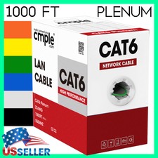 Plenum CAT6 Cable Bulk 1000FT 23AWG UTP Solid...