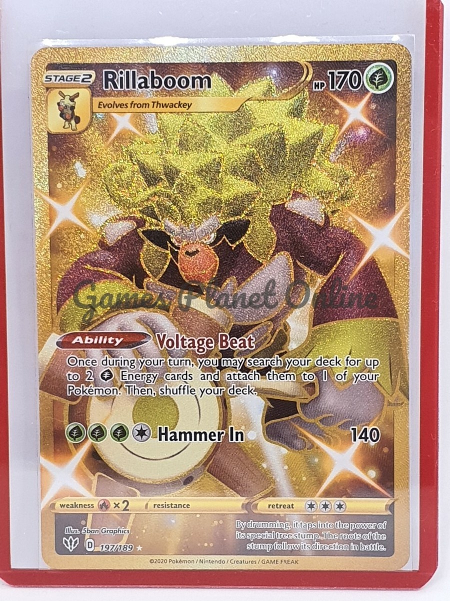 RILLABOOM 197/189 SECRET GOLD Rare Pokemon Card  DARKNESS ABLAZE  MINT