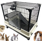 2-Tiers Rabbit Bunny Ferret Kitten Rolling Cage With Pull Out Easy Clean Tray