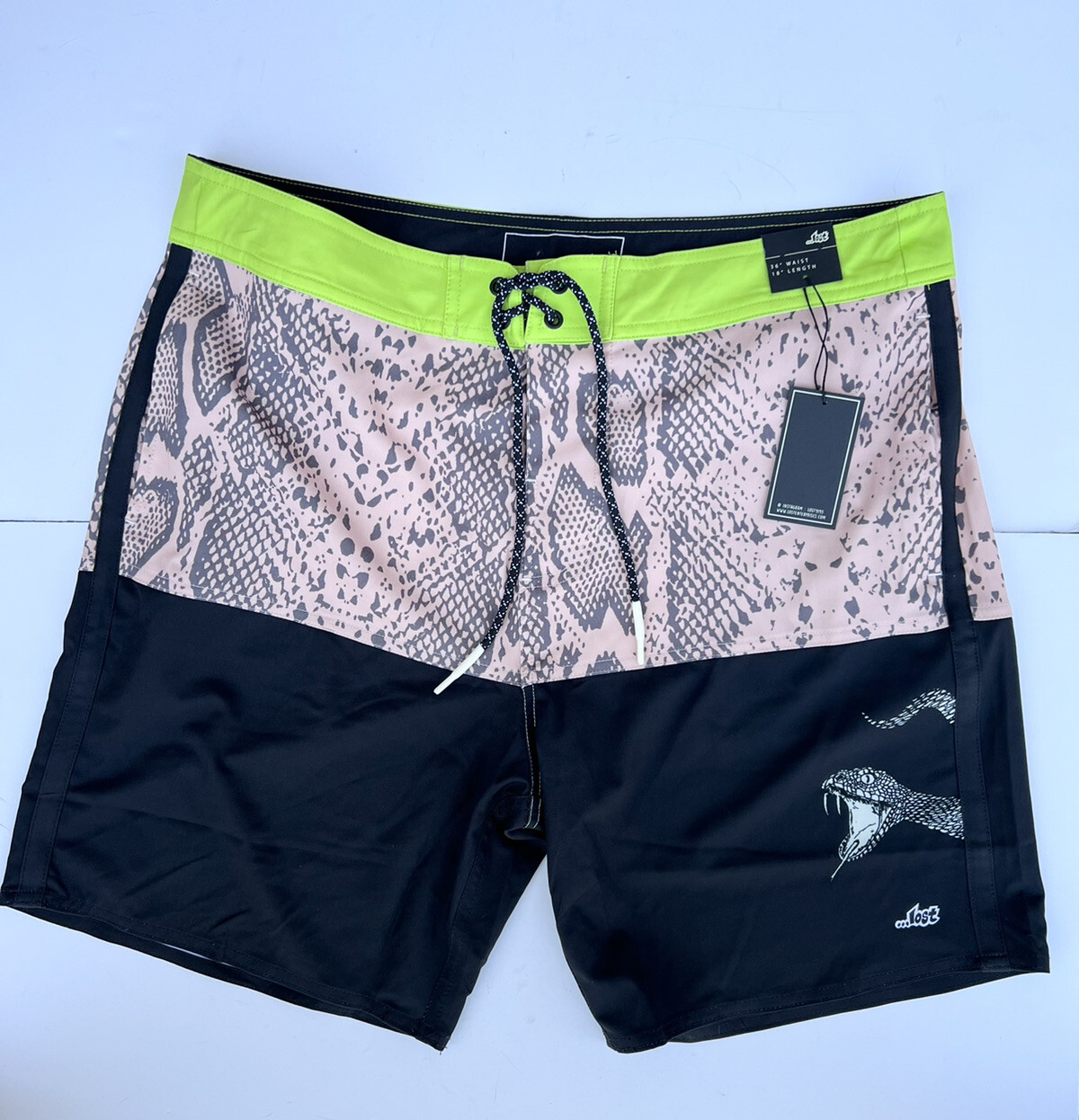 Lost Mens Mainframe 18 Inch Boardshorts Size 36 Snake Color Block