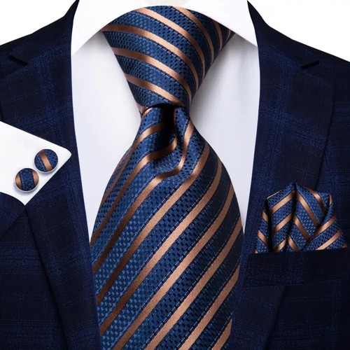 Conjunto de corbata de seda para hombre Hi-Tie floral rojo azul con cuadrado de bolsillo y gemelos - Imagen 46 de 52