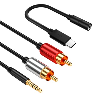 High Stability Type C to 3.5mm Adapter+RCA Cable for Huawei P20/P20 Pro Phone US