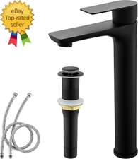 Vessel Sink Faucet Black Tall Bathroom Faucet Single Hole, Single Handle Restroo