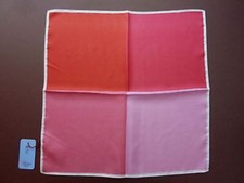 Battisti Napoli Pocket Square Strawberry Red/Pink Quadrants Pure Silk