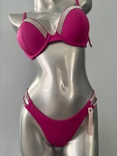 Victoria's Secret Swim Suit Bikini Set Push Up Top Brazilian Bottom Shine Strap