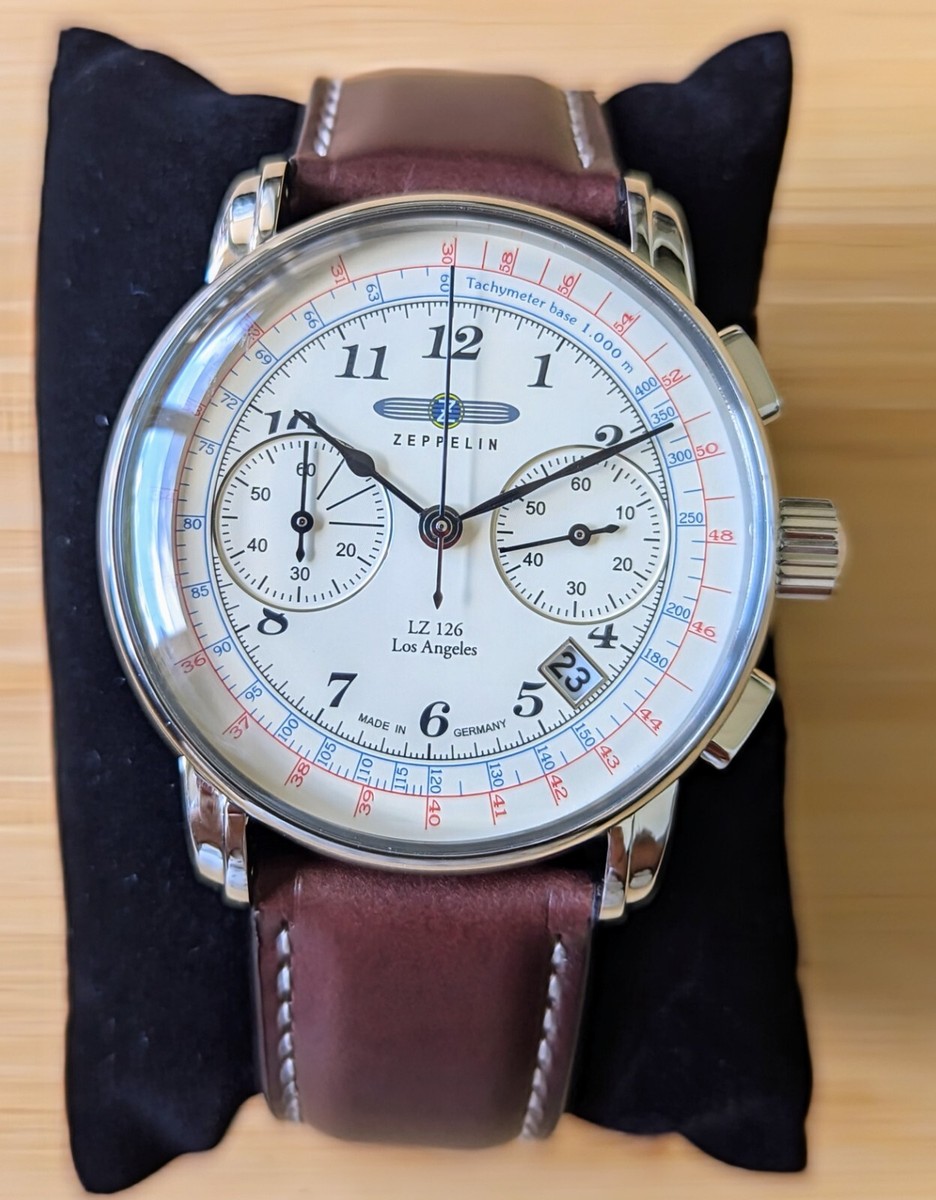 【年中無休】 Zeppelin LZ 126 Los Angeles Beige Dial Chronograph Date 時計