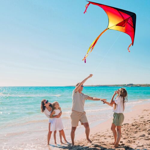 Syncfun 3 Packungen Large Delta Kite Easy to Fly Riesige Drachen Stranddrachen für Kinder - Bild 5 von 7