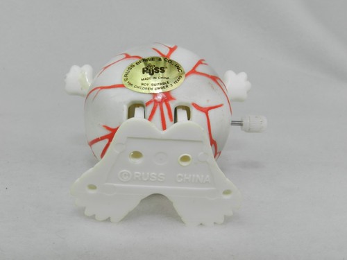 1980s Russ Berrie & Co Wind Up Eyeball White with Feet Jumping - Picture 5 of 5