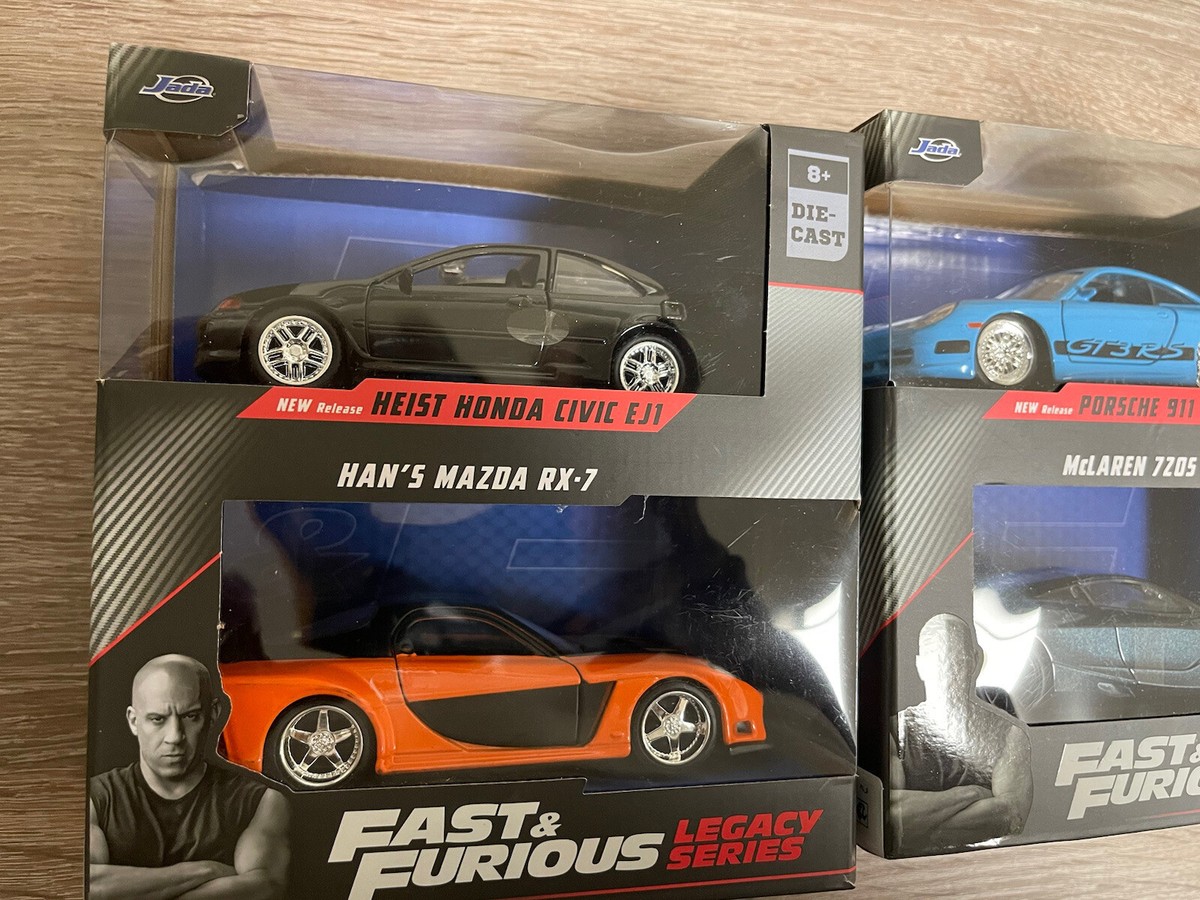 Jada Fast & Furious New 2-Pack Civic, RX-7, & Mclaren, Porsche Lot