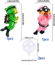 2 Pack Floating Diver Aquarium Decoration Fish Tank Ornament Pink Green Set