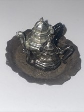 2 Metal Teapots with Plate &ndash; Eugene Kupjack Studio Find, Sold As Is
