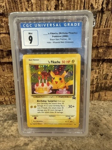 Birthday Pikachu Holo #24 Black Star Promo Pokémon CGC 9  🎂🎈