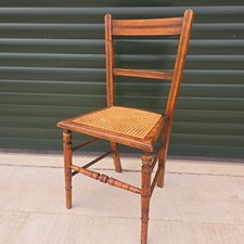 Single Wood & Rattan Seated Dining Accent Side Chair Vintage Characterful