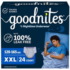 GoodNites Boys Nighttime Underwear, Size XXL, 24 Ct, 2 Packs of 12