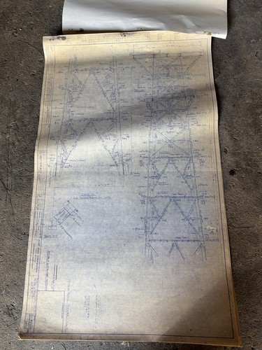 Vintage AT&T Long Lines Tower Blueprints Lot 1960s Flint Steel Lyme CT Original