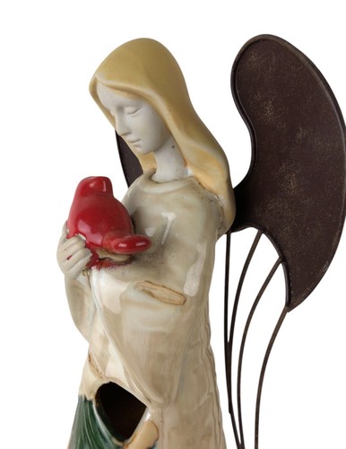 Cracker Barrel 16" Ceramic Corded Angel Light Season Peace Cardinal Metal Wings - Picture 9 of 10