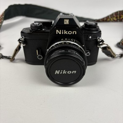 Nikon EM 35mm SLR Film Camera with Series E 50mm f/1.8 Lens Strap & Case Tested
