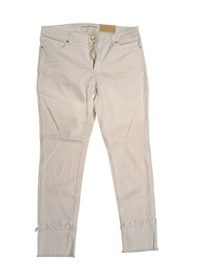 Michael Kors 22547MK Women's White Size 12 Izzy Skinny Mid Rise Hip Thigh Jeans