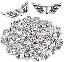 100Pcs Angel Wing Spacer Beads Tibetan Alloy Vintage Fairy Wing Charm Beads Jewe