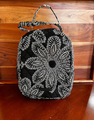 Vera Bradley Lunch Bunch Bag Blanco Bouquet Black White Floral Quilted Cotton